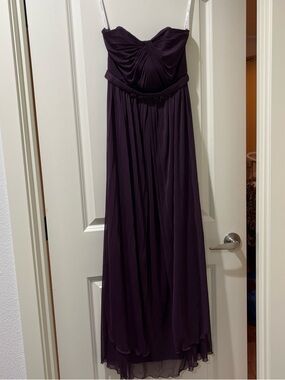 Strapless Plum Chiffon Maxi Dress
